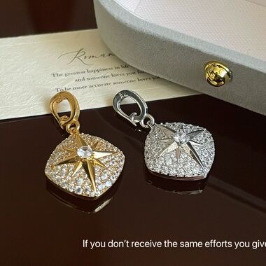 s925纯银八芒星微镶锆石吊坠小众设计简约时髦中古风vintage高级