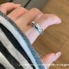 S925 sterling silver crushed ice sparkling ring simple fashion personality exquisite high-end niche design