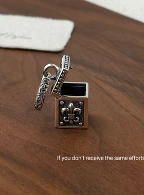 s925纯银船锚扑克牌可打开吊坠个性复古嘻哈百搭男女款项链坠