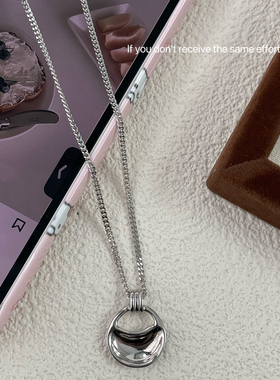 S925纯银光面马鞍包项链ins小众设计百搭简约时尚百搭高级气质