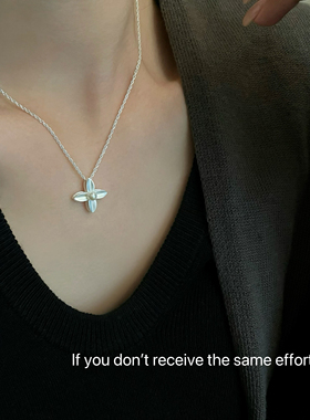 S925纯银四叶草珍珠项链女2025韩版新款时尚简约气质高级感锁骨链