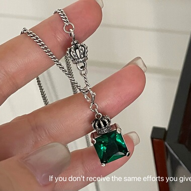 S925纯银做旧皇冠素链裸链项链百搭简约小众高级时尚复古轻奢