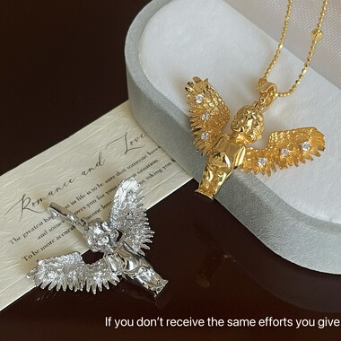 S925纯银丘比特小天使意大利精工吊坠高档精致高级感小众设计感