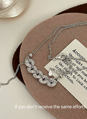 S925纯银爆闪五帝钱碎冰冰钱币项链锁骨链女小众高级感气质轻奢