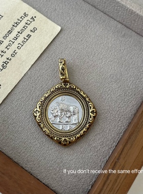 S925纯银精工镀金亚历山大古币月亮女神双面吊坠雅典娜猫头鹰项链