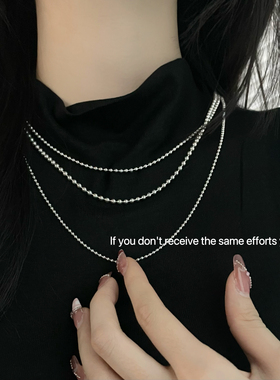 s925纯银素款圆珠百搭项链单链