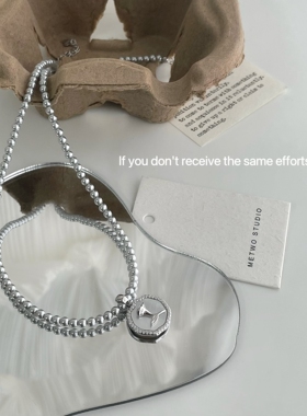 S925银玫瑰花项链吊坠珍珠颈链