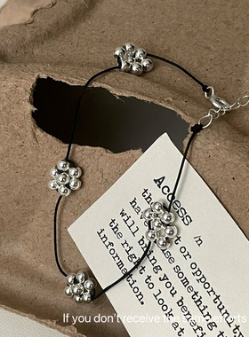 S925纯银韩版圆珠花朵手链小众设计感ins韩式时尚个性简约气质