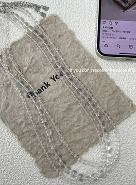 S925纯银清凉感透明白水晶锁骨项链ins气质高级感小众设计百搭