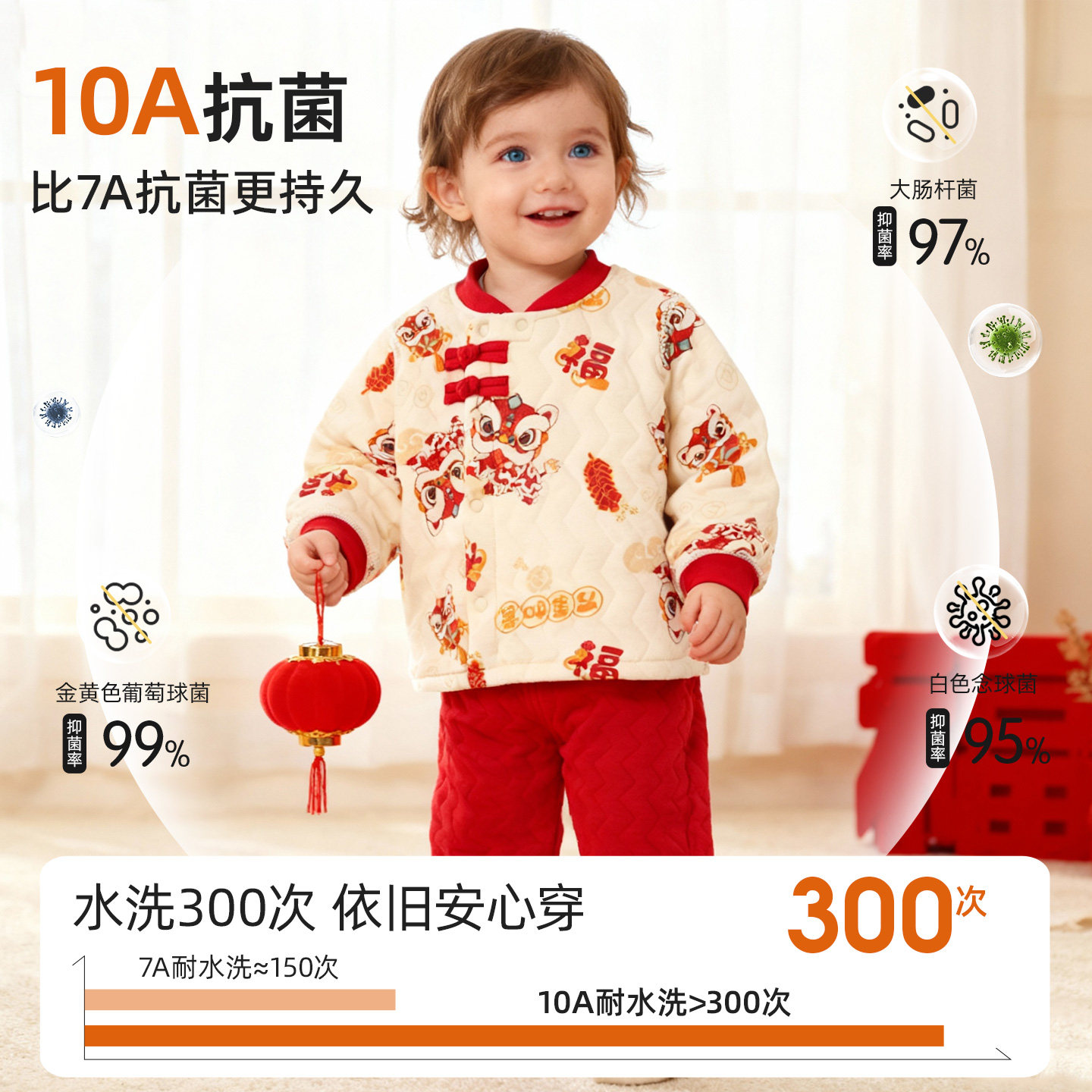 婴儿衣服夹棉棉衣拜年服高腰初生宝宝分体套装两件套中式保暖冬装,淘宝优惠券,粉丝福利购,淘宝优惠卷