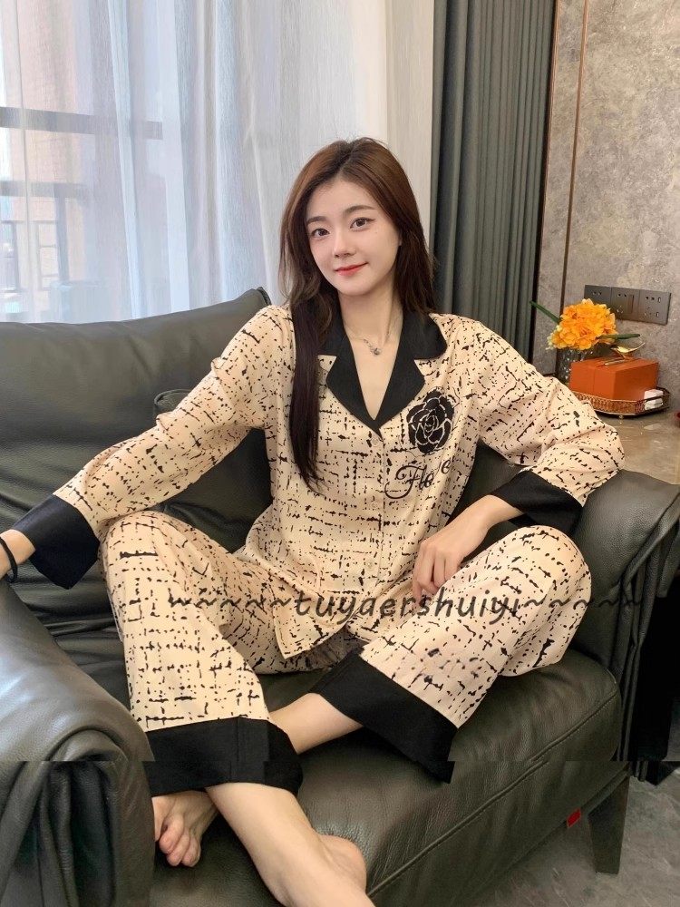 金丝绒大码睡衣女秋冬季新款长袖长裤山茶花显瘦可外穿家居服套装,淘宝优惠券,粉丝福利购,淘宝优惠卷