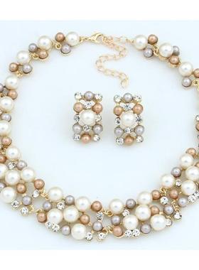 pearl necklaces set earrings jewelry women 珍珠潮女项链饰品
