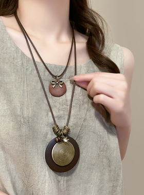 新中式禅意古铜羽毛项链