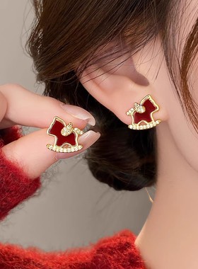 新中式红色小马本命年锁骨链项链