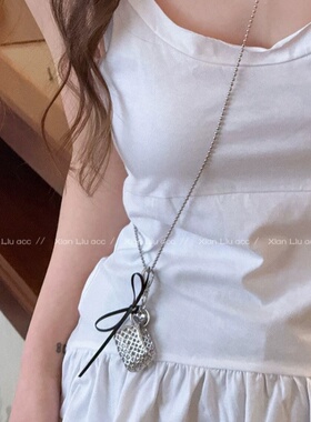 日韩合金材质银色包包项链女