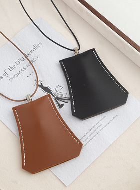 UNBEATEN极简装饰黑色PU皮绳挂包挂脖key case长款项链钥匙扣装饰