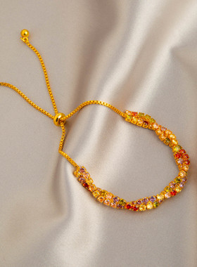 unbeaten彩色交叉锆石抽拉手链