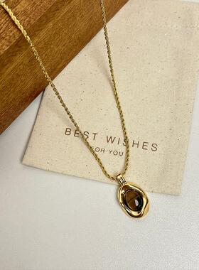 虎眼石项链女秋冬轻奢小众