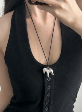 韩国博主同款小马吊坠项链