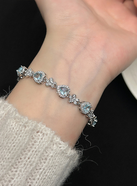 海蓝宝锆石手链女轻奢小众精致高级感气质手饰夏季高颜值手串配饰