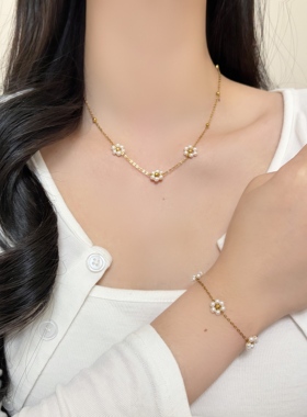 小清新珍珠项链手链套装