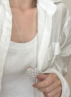 爱心黑绳项链女轻奢小众锁骨链2025新款长款可调节颈链配饰品