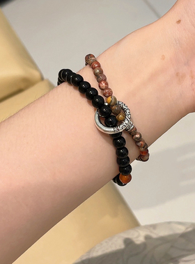 UNBEATEN新中式国风平安扣串珠手链女2025新款天然石手串情侣手饰