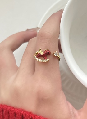 2026小马生肖红开口轻奢女戒