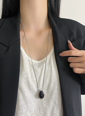 2024新款高级感椭圆黑玛瑙吊坠