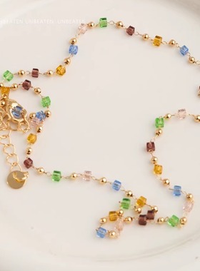 unbeaten新款彩色水晶串珠项链女