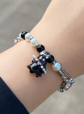 unbeaten黑白幽灵串珠手链甜酷女