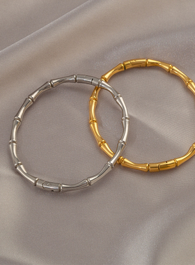 UNBEATEN中式竹节开口手镯女小众冷淡风百搭高级感钛钢不掉色手环