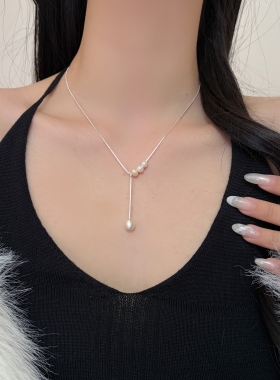 unbeaten珍珠流苏锁骨链新款