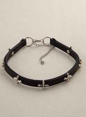 UNBEATEN复古十字架choker项圈女小众高级感甜酷辣妹项链皮质颈链