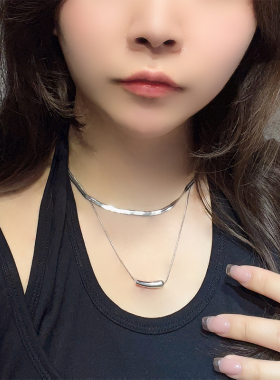 unbeaten小众双层叠戴项链钛钢