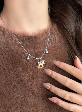 复古木质小马吊坠项链