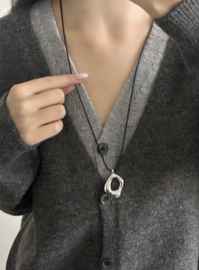 简约几何黑绳项链女轻奢小众