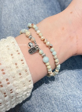 unbeaten撞色寿山石串珠叠戴手链