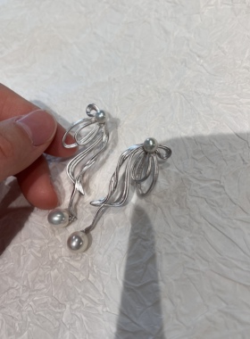 Stella手作飞天敦煌神女极光炫彩淡水珍珠耳环通体925银