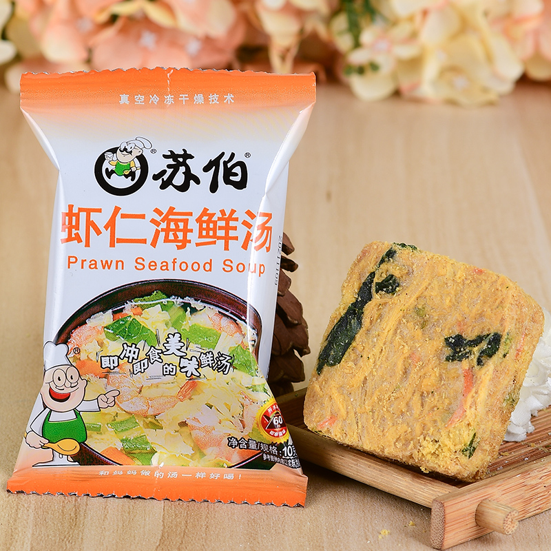 苏伯汤酸辣野菌芙蓉汤香菇虾仁海鲜秋葵豆腐速冲即食速溶鸡蛋汤包 - 图1