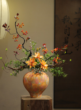 复古禅意陶瓷花瓶摆件客厅玄关