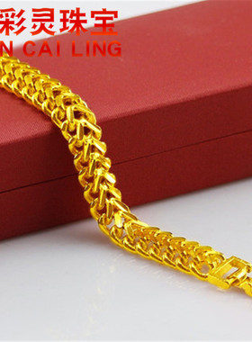 假黄金手链男士粗暗扣蛇骨金链子仿真老人首饰夸张拍摄道具不怕水