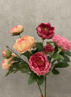 仿真油画牡丹国风轻奢芍药绢花假花家装摆设客厅餐桌摆放拍摄道具