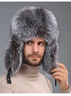 俄罗斯防寒帽男款冬帽东北户外风雪地狗皮帽中老年爸皮草护耳棉帽