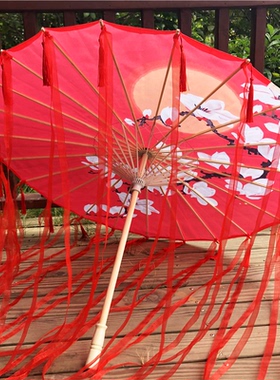 花城cos红伞纯红伞汉服吊顶伞