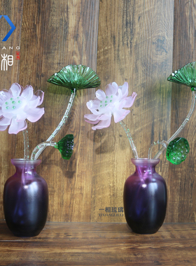 琉璃家庭观音花瓶摆件