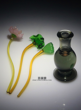 琉璃手工莲叶寺庙花瓶