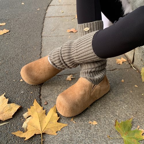 牛皮勃肯鞋女两穿加绒保暖厚底增高女鞋2025新款冬超火一脚蹬全包 - 图3