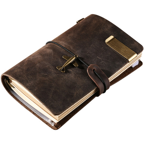 TN真皮旅行记事本手账本 手工牛皮本复古笔记本活页日记 刻字定制 - 图3