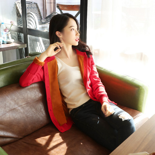 冬季加绒加厚款毛衣女2021新款圆领针织开衫外套宽松短款外搭上衣 - 图0